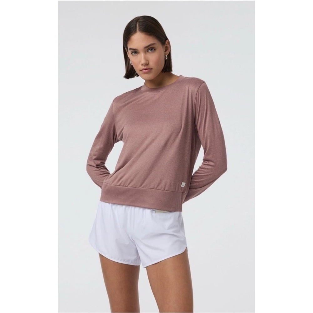 Vuori Daydream Crew Shirt Long Sleeve Color Sedona Brown Heather Medium